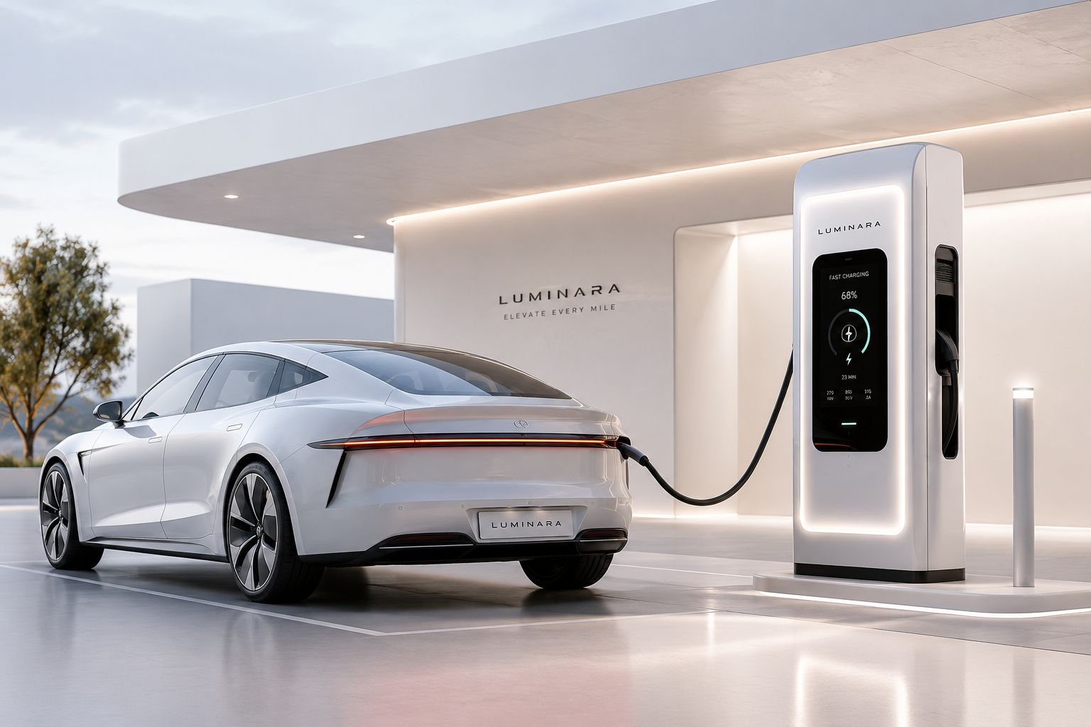 LUMINARA S1 charging at a Luminara ultra-fast charging station